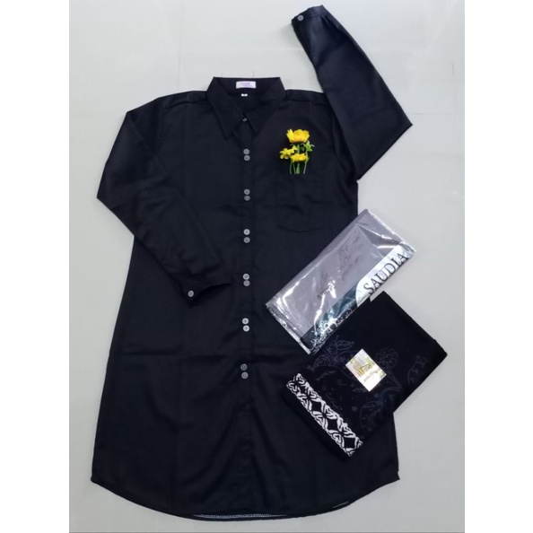 RB Tunik Toyobo Hitam & Putih Bahan Katun Elegan