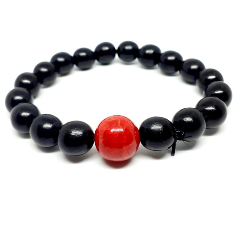 Gelang Kayu Hitam Kalimantan Kombinasi Batu Marjan