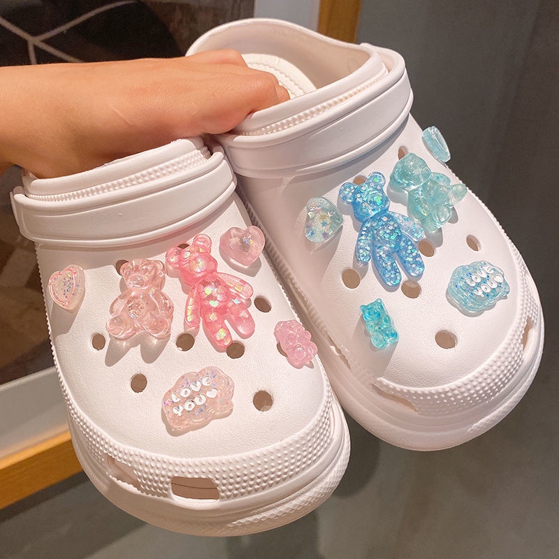 Charms Charm Kancing Crocs Jibitz Crocs Bentuk Beruang Warna Transparan Untuk Aksesoris Sepatu