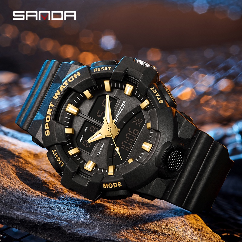 SANDA 3130 Jam Tangan Pria Wanita Digital Analog Tali Rubber Shockproof Anti Air WATCHKITE WKOS