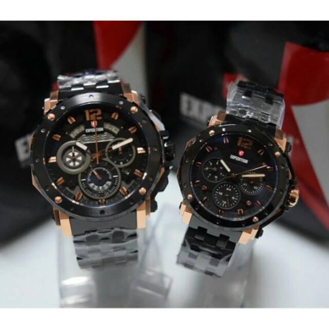Jam Tangan Expedition E6302 Couple Original Black Rosegold