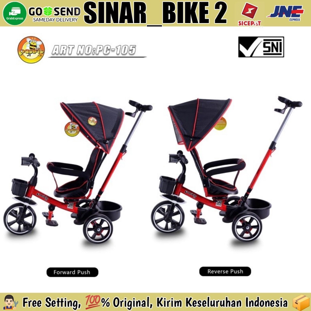 Sepeda Roda Tiga Anak Pacific Pc-105 Kursi Putar Tricycle Stroller