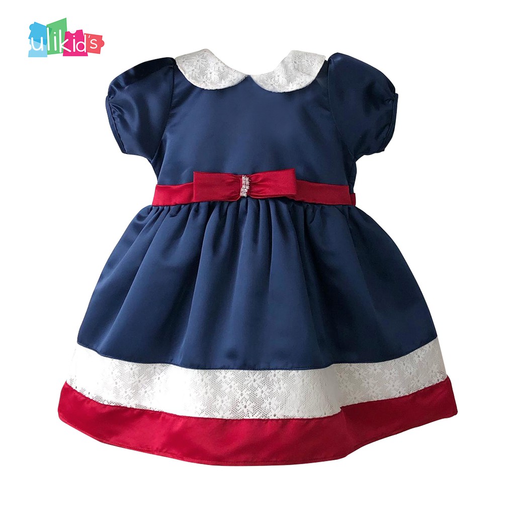 Ulikids Dress Anak Warna Polos Kerah Putih Elegan Bahan maxmara