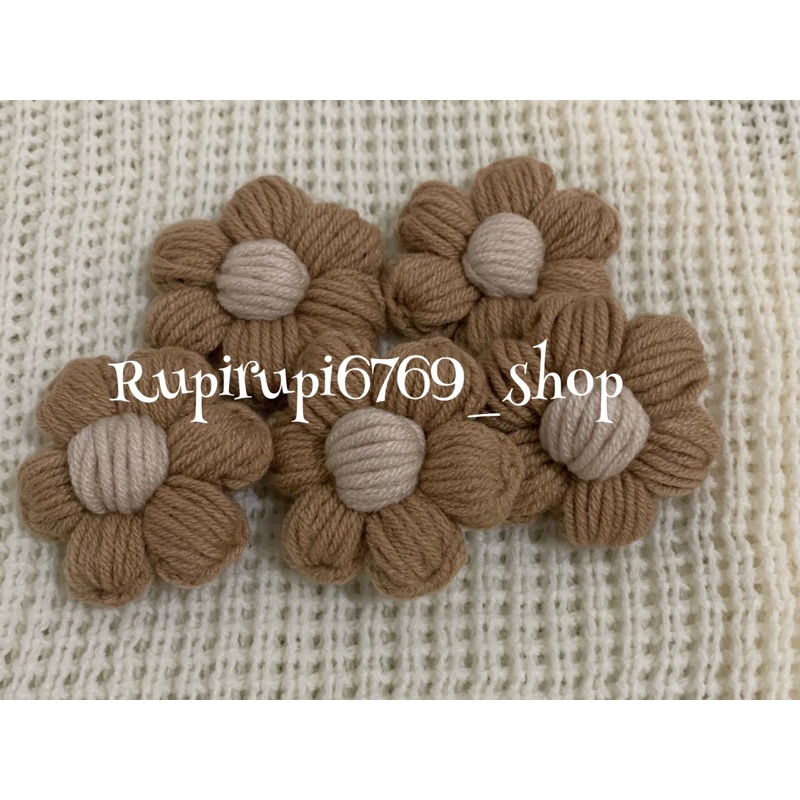 Bunga rajut puff 6cm warna bisa request