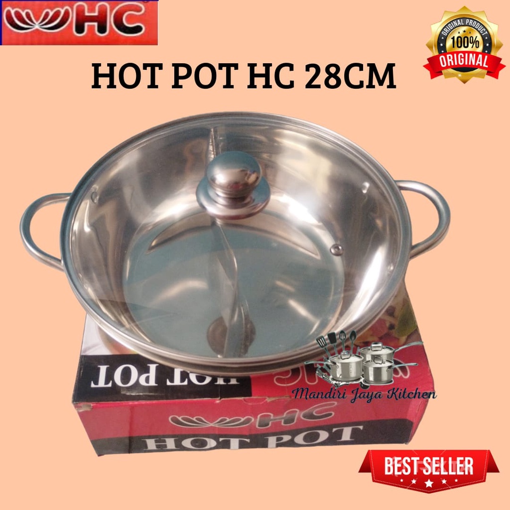 Panci Hot Pot 28cm HC / Panci Shabu Shabu 28cm + Tutup Kaca