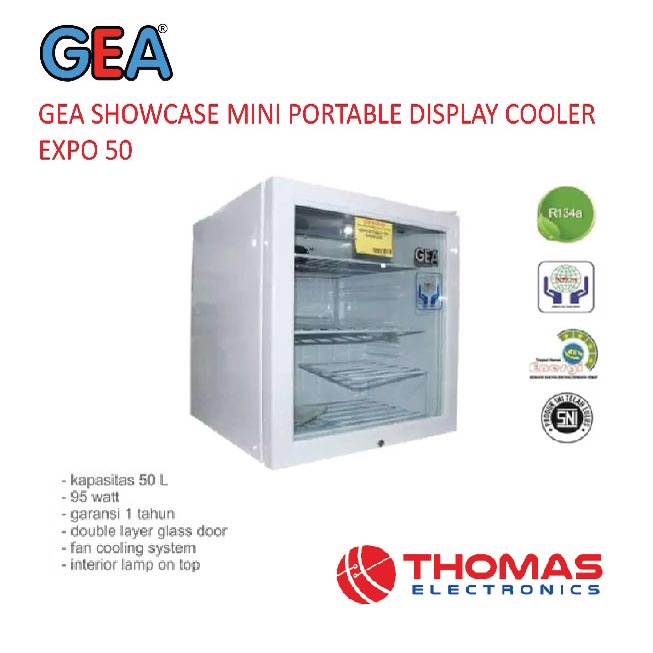 GEA SHOWCASE MINI PORTABLE KULKAS MINUMAN DISPLAY COOLER GEA EXPO 50 GARANSI RESMI