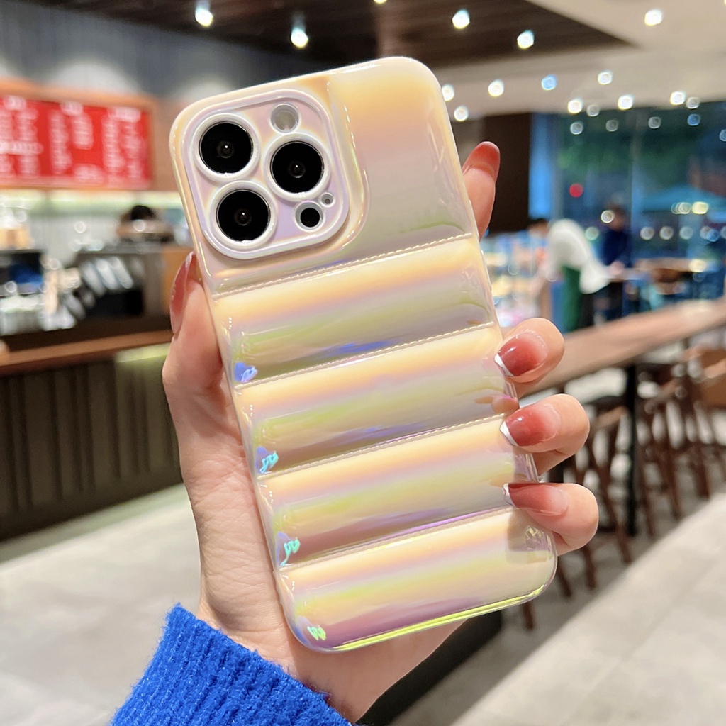 Soft case Silikon Motif Jaket down jacket 3D Warna Gradasi Untuk iPhone 11 Pro MAX 12 13 Pro MAX