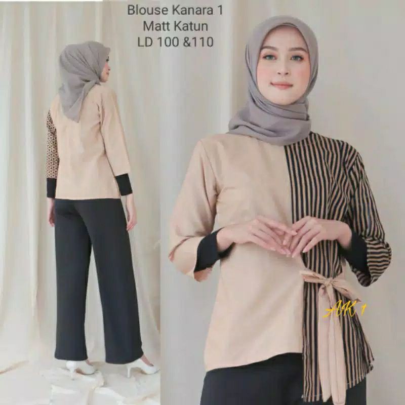 Batik wanita ASJ SA HRB026 Kenongo Kemeja Tosca Pendek-6. latte salur