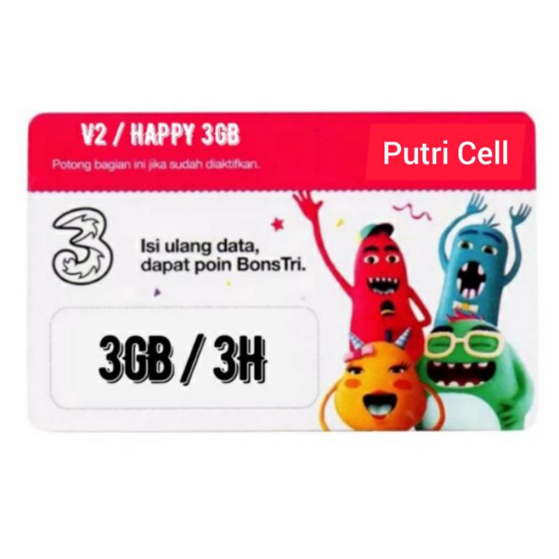 Voucher Kuota Tri 3GB (3 Hari) Area Sumsel