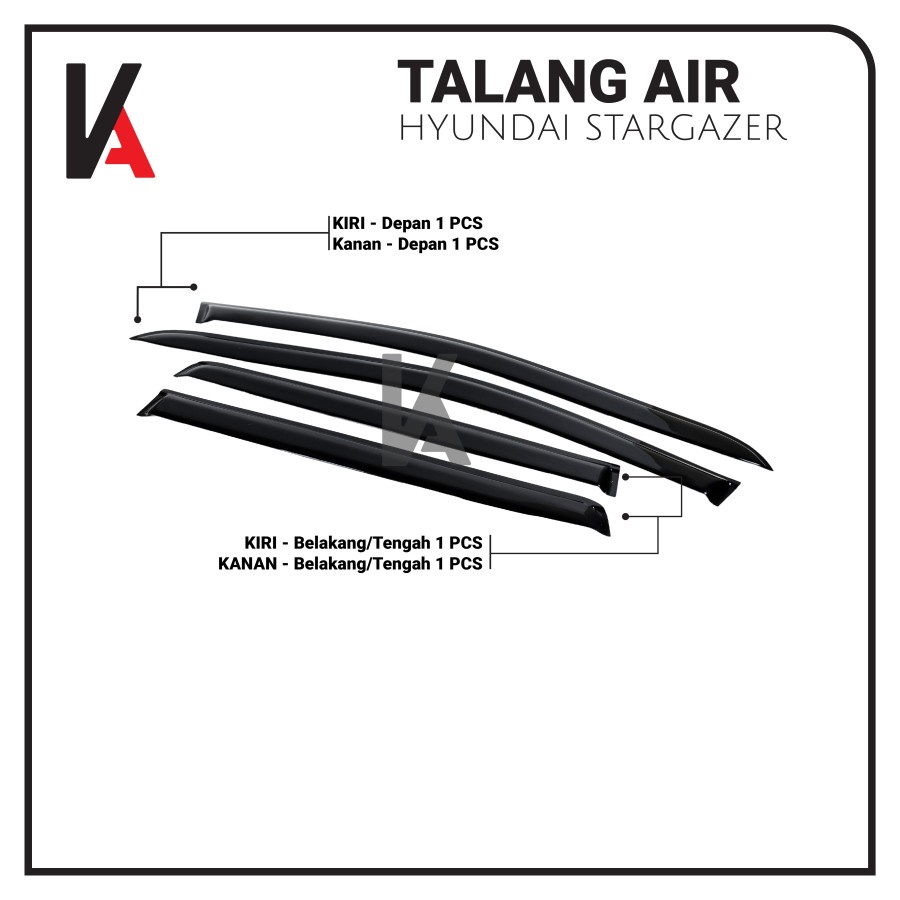 TALANG AIR PINTU MOBIL HYUNDAI STARGAZER MODEL SLIM AKRILIK HITAM