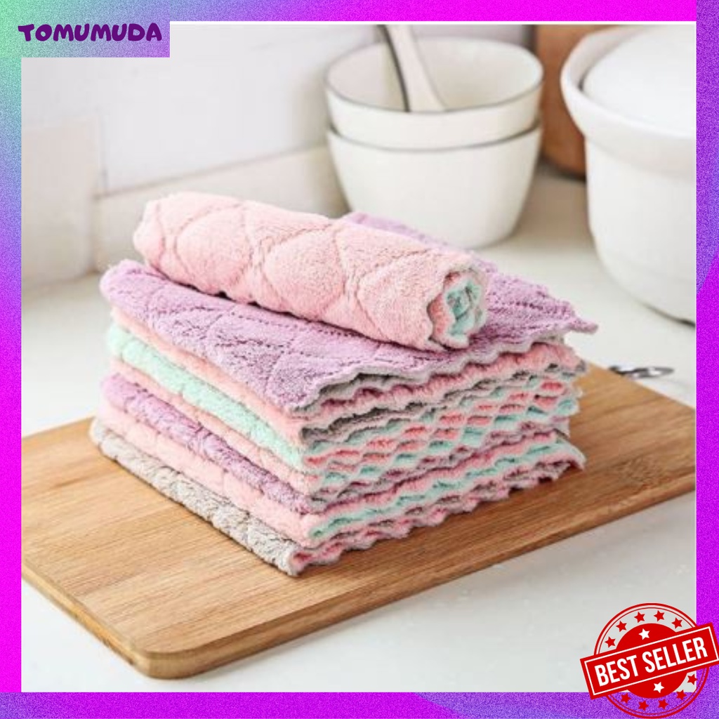 TOKOMUDA Kain Lap Tangan HDK Piring Meja Gantung bahan Coral Fleece Panjang LAP08