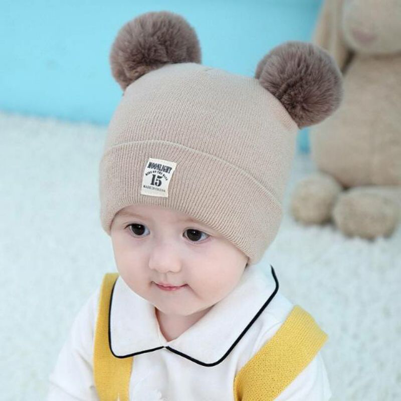 Topi bayi wol pom pom import