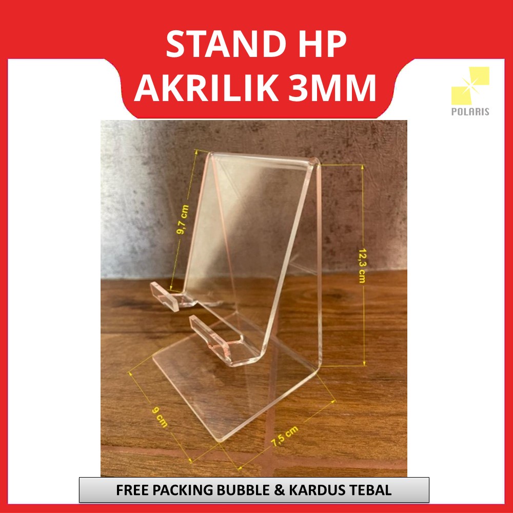 STAND HP AKRILIK TEBAL STANDING STAND HANDPHONE - ACRYLIC PHONE HOLDER DUDUKAN SEGITIGA DISPLAY HP