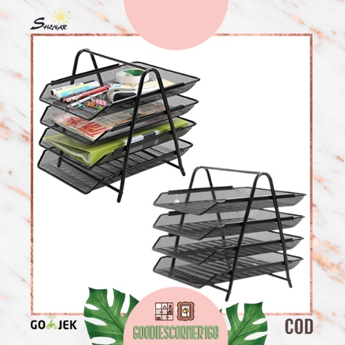 Jual Shenar 4 Tier Rack Document Tray Rak Besi Jaring 4 Susun