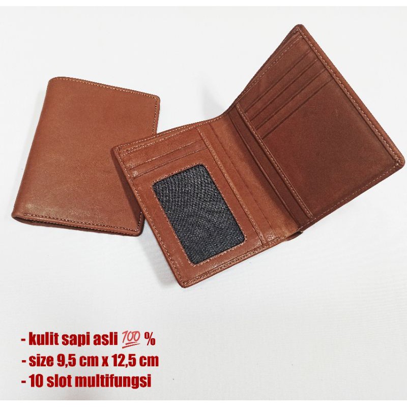 dompet simpel pria berdiri kulit asli