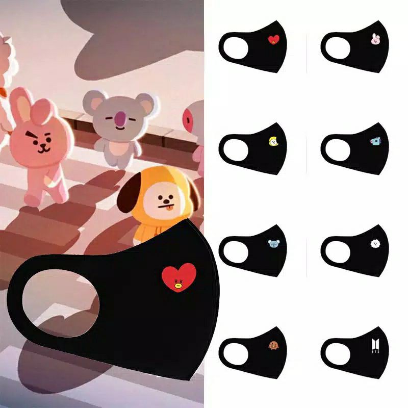 Kaos Baju KPop BTS Logo pink Free Masker Charater BT21 Random