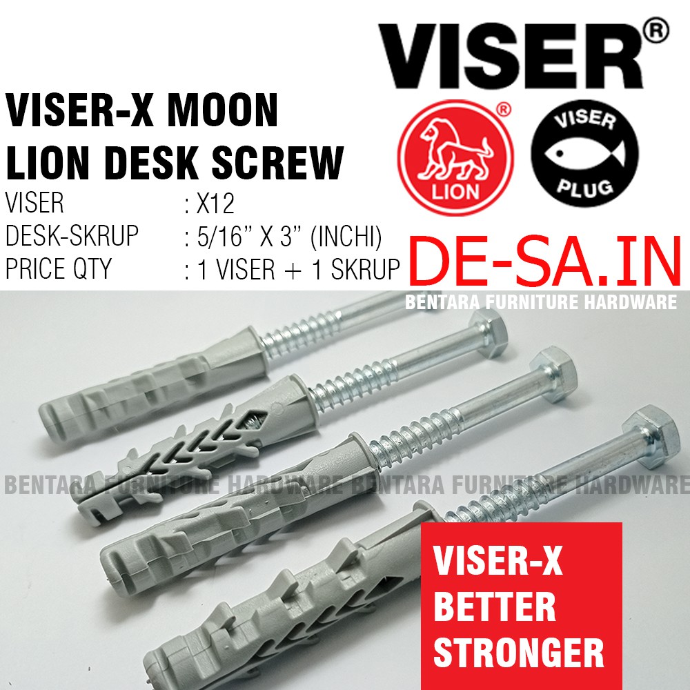 VISER X-12 + MOONLION DESK SKRUP 5/16&quot; X 3&quot; (INCHI) - LAG SCREW DESK SCREW SEKRUP / X12