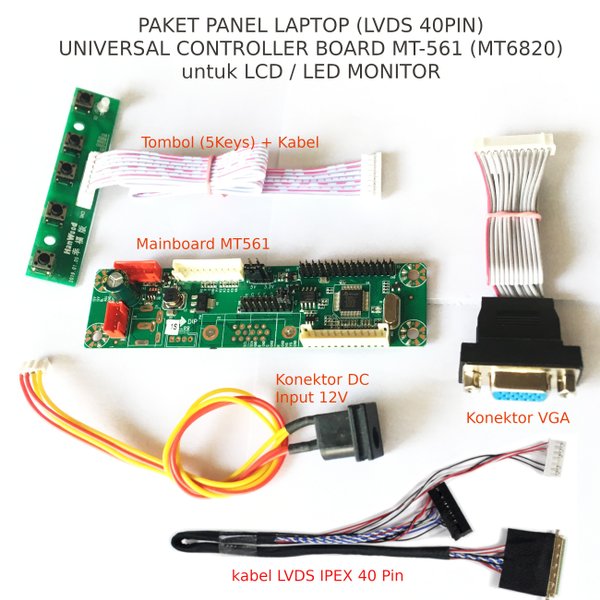 Paket Panel Laptop - Universal Controller Board mainboard LCD/LED Monitor MT-561 - LVDS 40pin