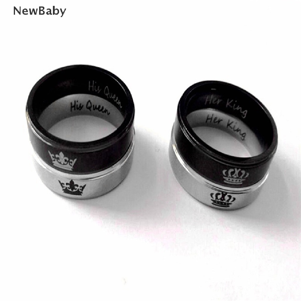 NewBaby Couple Rings HIS QUEEN HER KING Stainless Steel Rings Chic Jewelry Accessories  ID