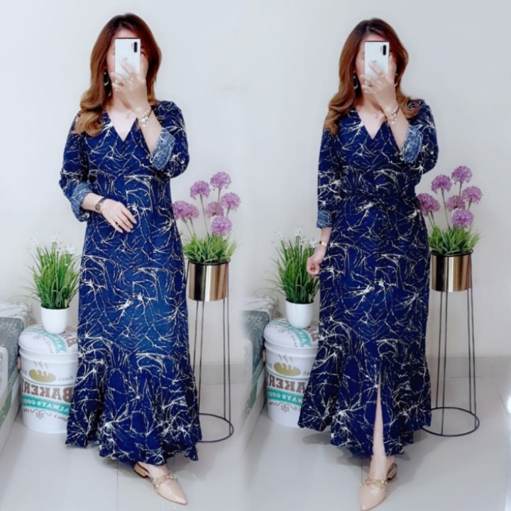 FWG - DRESS MALITHA / DRESS IMPORT WANITA / DRESS MOTIF WANITA / PAKAIAN DRESS WANITA