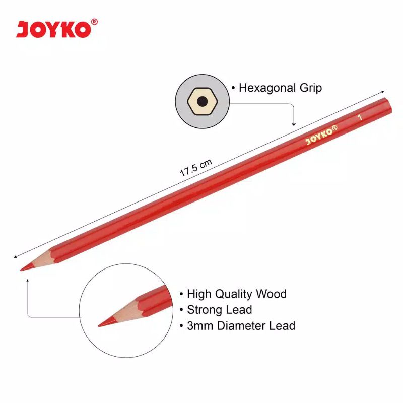 PENSIL WARNA JOYKO 24 WARNA Pensil Warna Joyko Superior Quality Color Pencils Hexagonal Grip PB