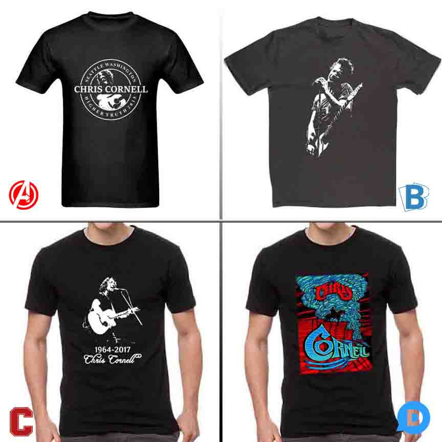 Chris Cornell Kaos Berbahan Katun Black Tshirt