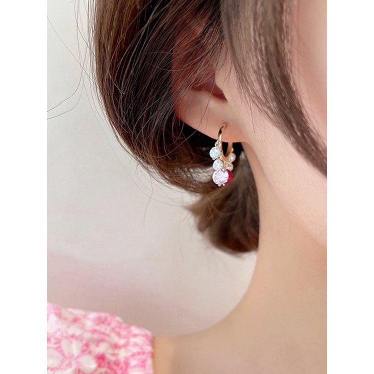 Small Exquisite Zircon Hoop Earrings Gold Circle Drop Earrings Simple Piercing Earrings