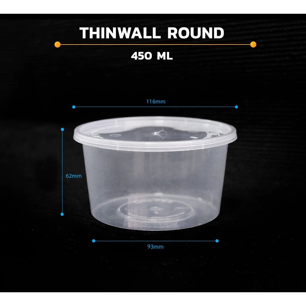 

Thinwall Round 450ml + TUTUP isi 25 / Mangkok Bulat Plastik Murah