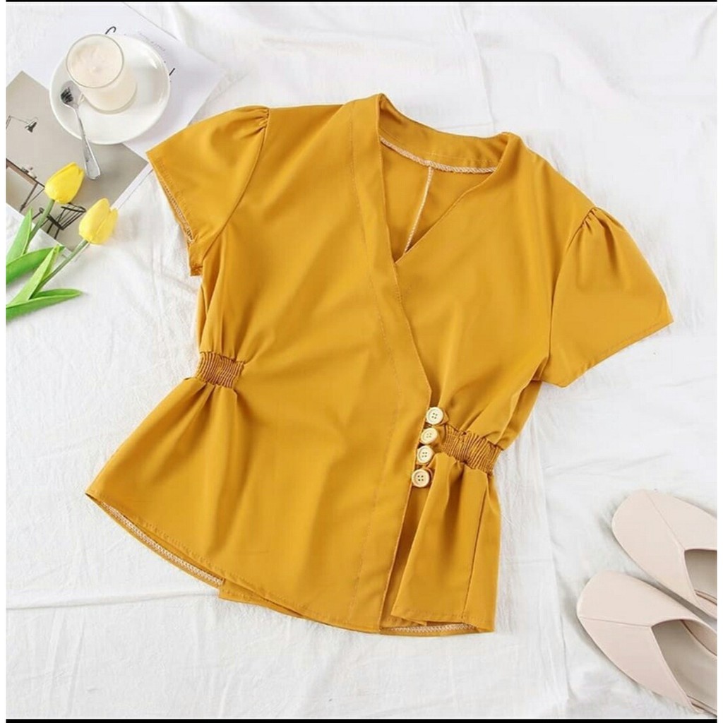 FWG - BLOUSE MALINE /  BLOUSE OLIVE / BLOUSE KOREA STYLE / BLOUSE WANITA / ATASAN MURAH / ATASAN WANITA