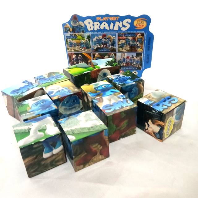 mainan Puzzle Kubus Kayu THE SMURF