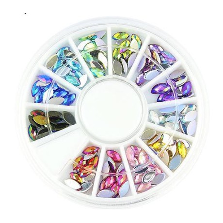 12 Warna  Campuran  3D Nail Art Tip Charm Mata Kuda Warna  