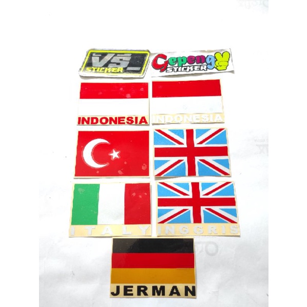 

Sticker cutting Bendera Indonesia Merah Putih TURKI ITALY INGGRIS JERMAN murah