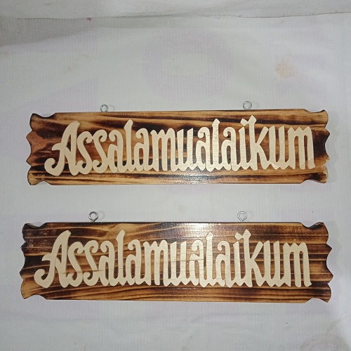 Hiasan Pintu Hiasan Dinding Kayu Wall Decor Kaligrafi Assalamualaikum Huruf Latin