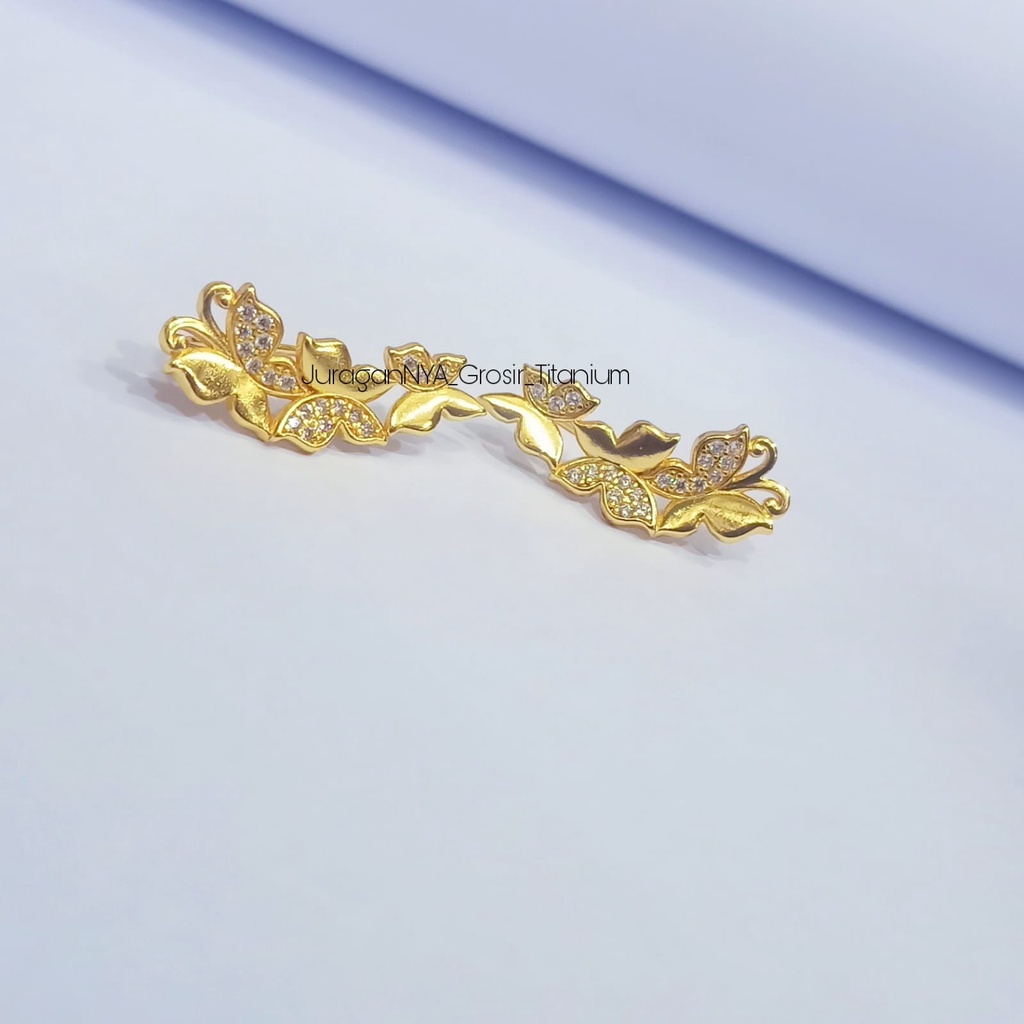 ANTING TITANIUM JALAR FASHION PERMATA PERHIASAN EMAS KOREA ANTI KARAT&amp;ANTI LUNTUR 316 SUPER TRENDY