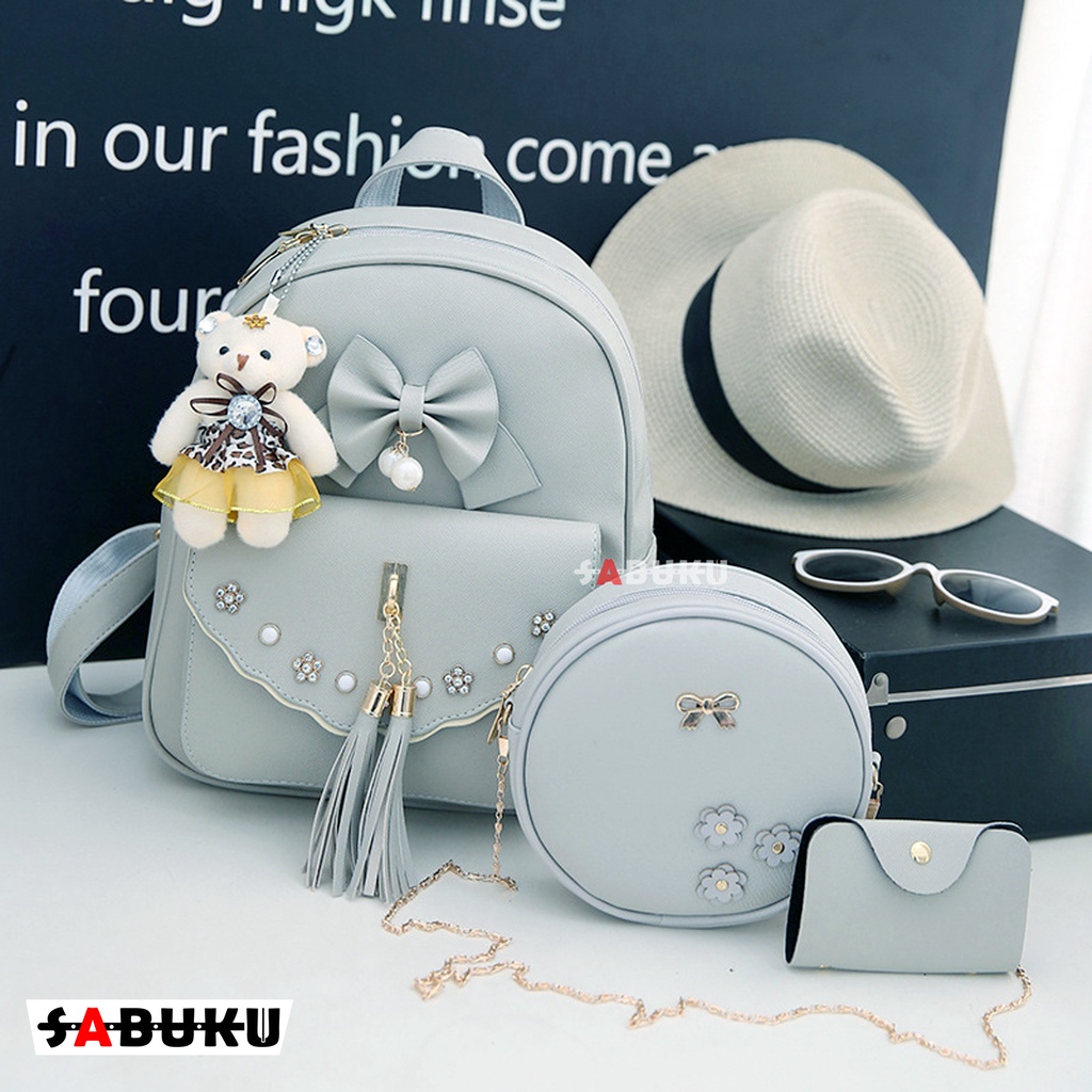 Tas Ransel Wanita 3in1 Ransel Sekolah Women BAG Fashion Korea Tas Wanita Remaja SMP SMA -212