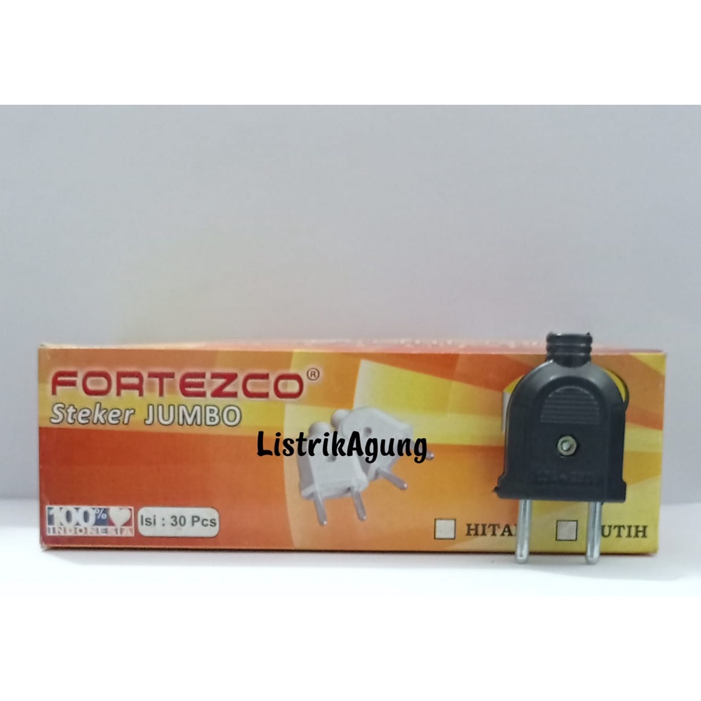 Steker Gepeng Jumbo Big Colokan Listrik Fortezco Hitam Grosir