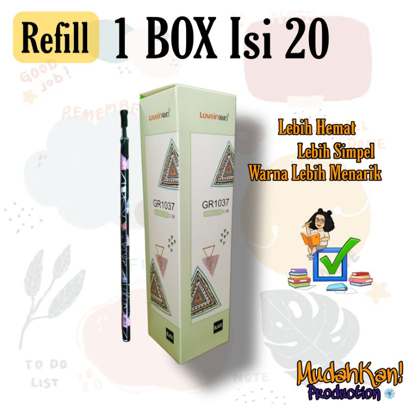 Isi Bolpoint | Refill Gel | Lovein GR 1037 | Isi Ulang Bolpoint | Hitam | Per BOX