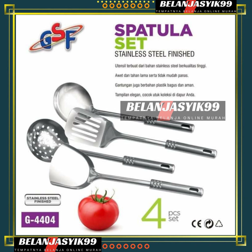 SPATULA SET STAINLESS STEEL GSF 4PCS / SPATULA SET STAINLESS STEEL 4PCS / SUTIL SET STAINLESS STEEL 4PCS GSF G-4404 / GSF 4404 / GSF G 4404