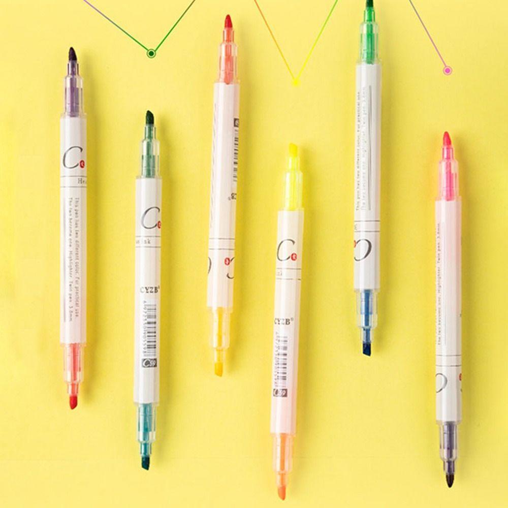 PINEAPPLE Nanas 6 Pcs/Set Pen Neon Hadiah Anak Warna Permen Tangan Akun Penanda Kapasitas Tinggi Set