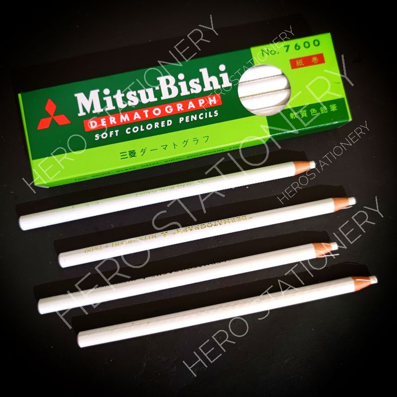 

Pensil kaca pencil glass dermatograph mitsubishi original putih white . 12 unit