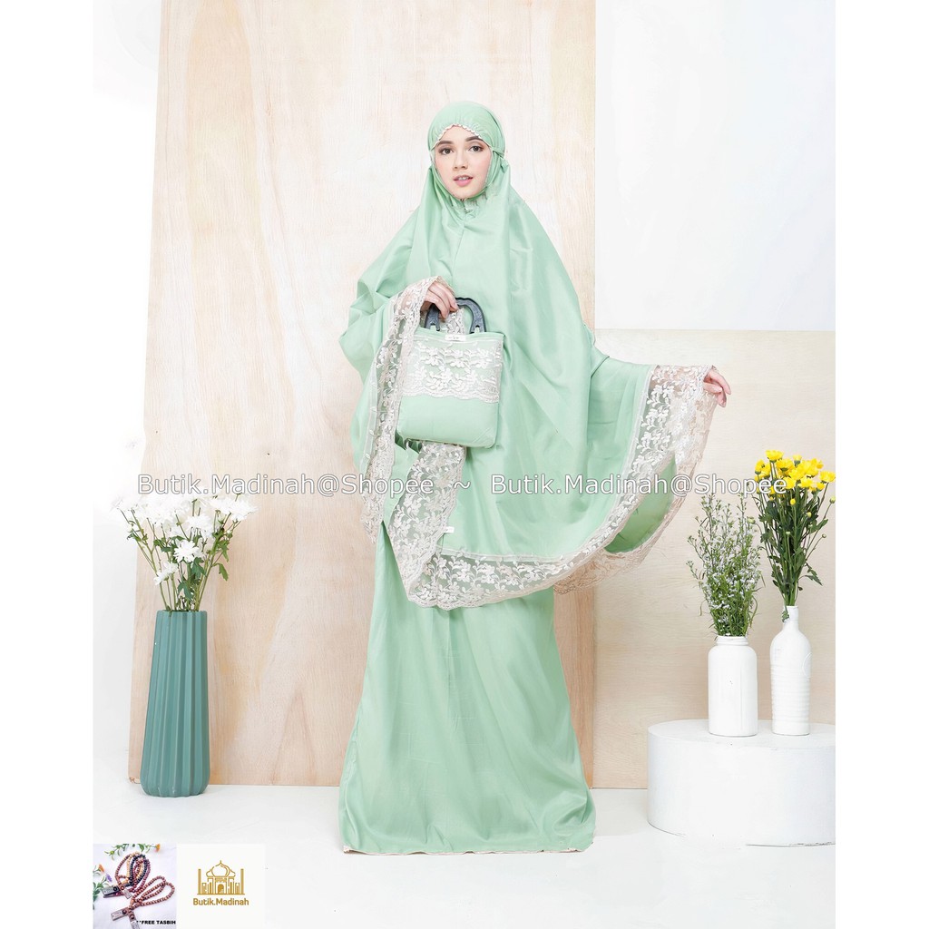 BUTIK.MADINAH MUKENA DEWASA SELEENA ALMIRA SERIES RENDA MEWAH