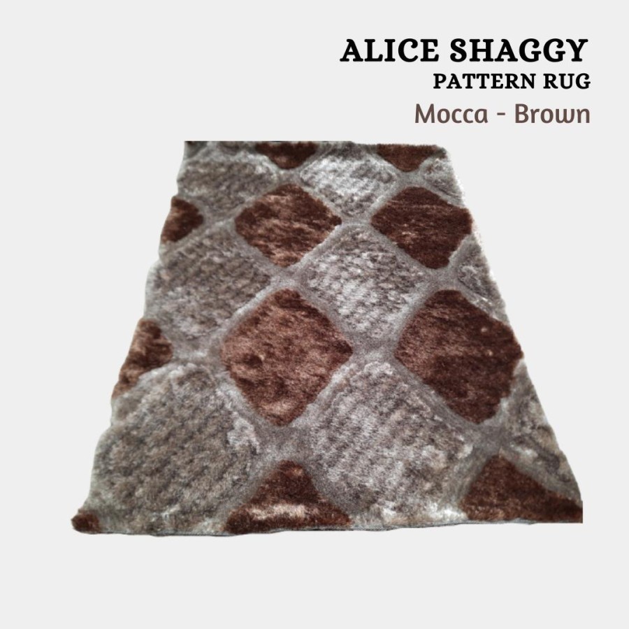 KARPET SHAGGY ALICE PATTERN RUG 140X200 MOCCA BROWN