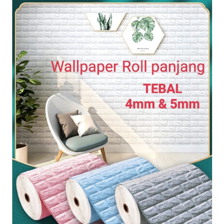 WALLPAPER DINDING 3D Roll memanjang bata dinding foam