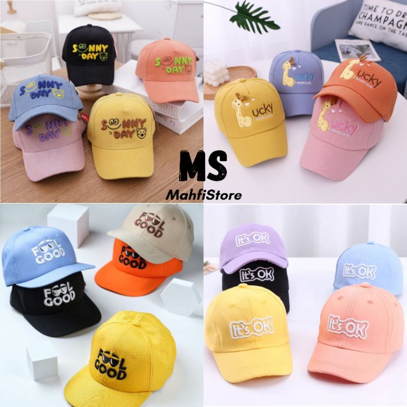 COD topi anak lucky good luck / topi anak motif / topi bordir jerapah / topi sunny day / topi baseball anak cewek cowok / topi boboiboy / GOOD LUCKY SUNNY DAY ITS OK SQUID GAME