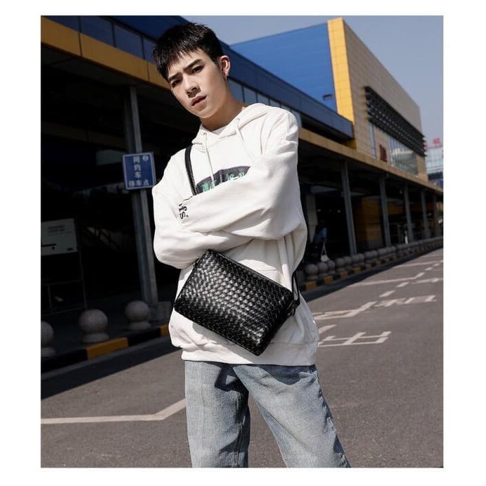 FULL EMBOS LV WAIST BAG SYAHNAZ BUMBAG  TS109 Tas Pinggang Kulit Pria  Tas Pinggang Pria Z5M7