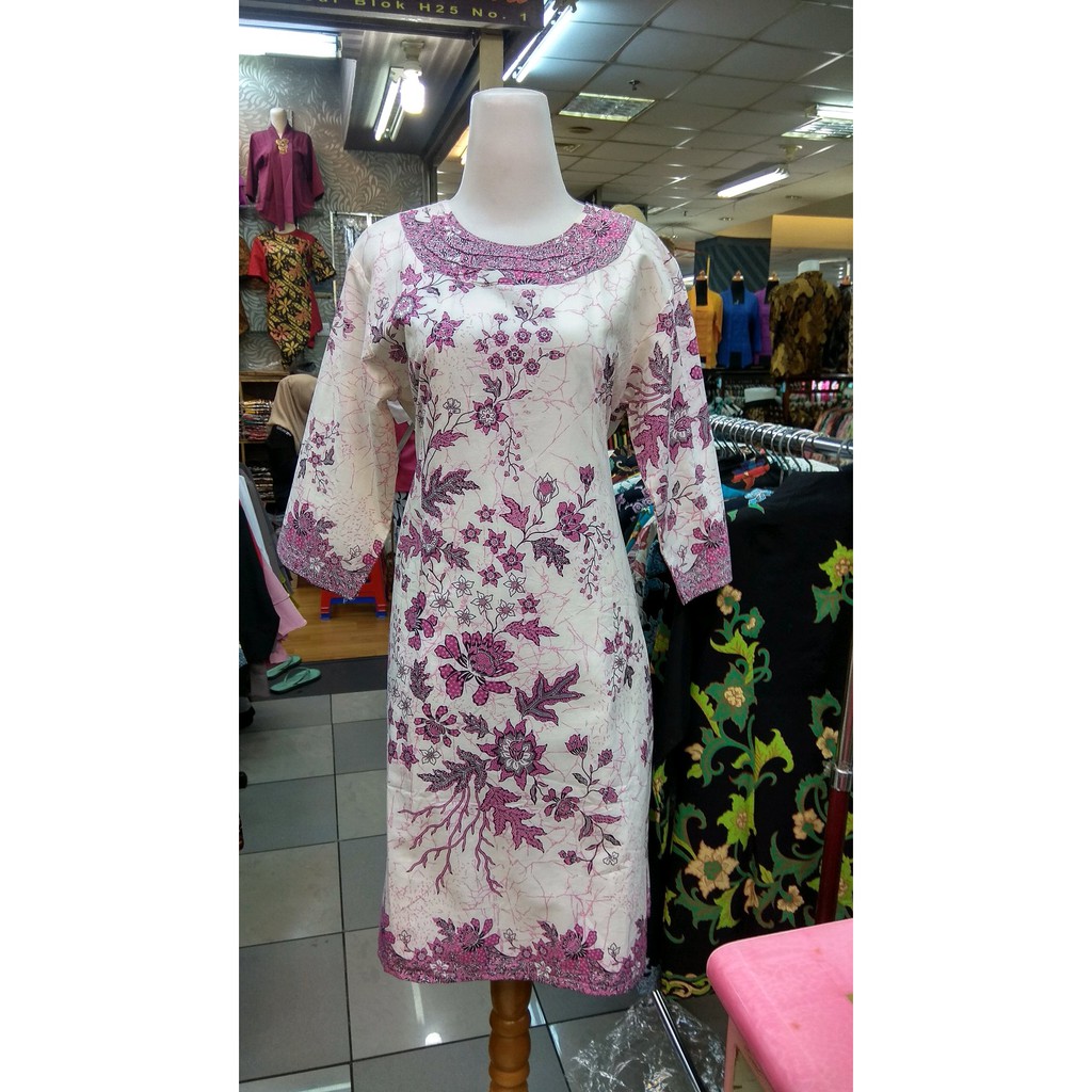 Termurah  Dress Batik Wanita CB218 Putih Pink