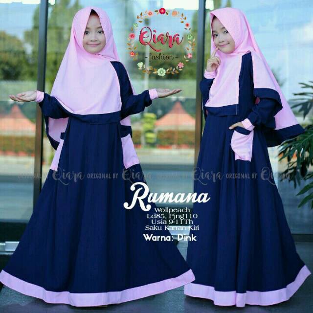 RUMANA KIDS GAMIS ANAK SYARI ORIGINAL BY QIARA BAJU MUSLIM SYARI ANAK GAMIS WOLFIS