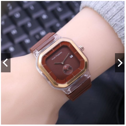 Jam Tangan Wanita Korea Fashion Hush Puppies Tanggal Aktif HP60 Strap Rubber