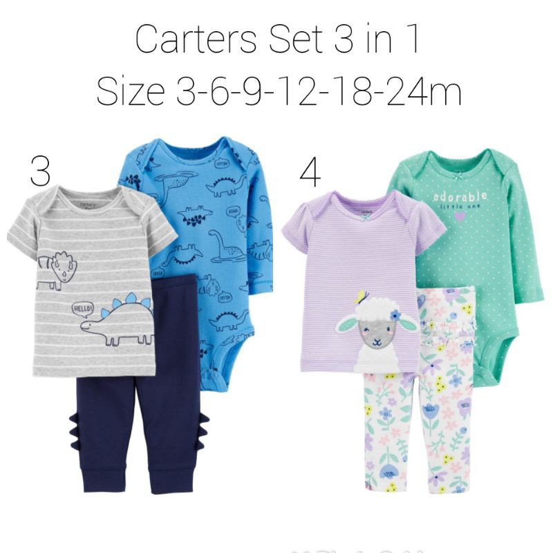 Baju Bayi Carters Setelan 3in1 Jumper Kaos Celana Baby Carter