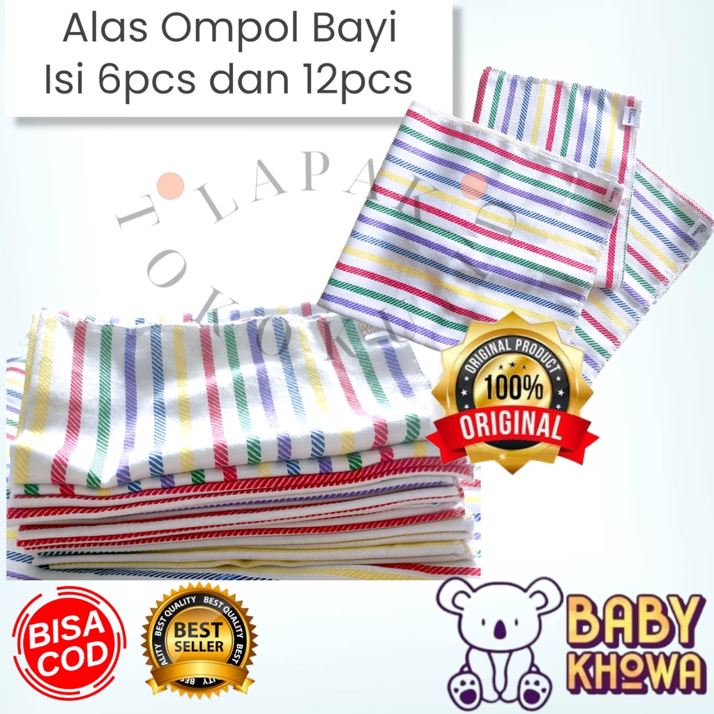 Alas Ompol Bayi Ukuran COTTON BABY KHOWA Isi 6pcs dan 12 Pcs S / M Alas Lurik Ompol Perlak Bayi Selimut Bayi Alas Ompol Lirik Bayi